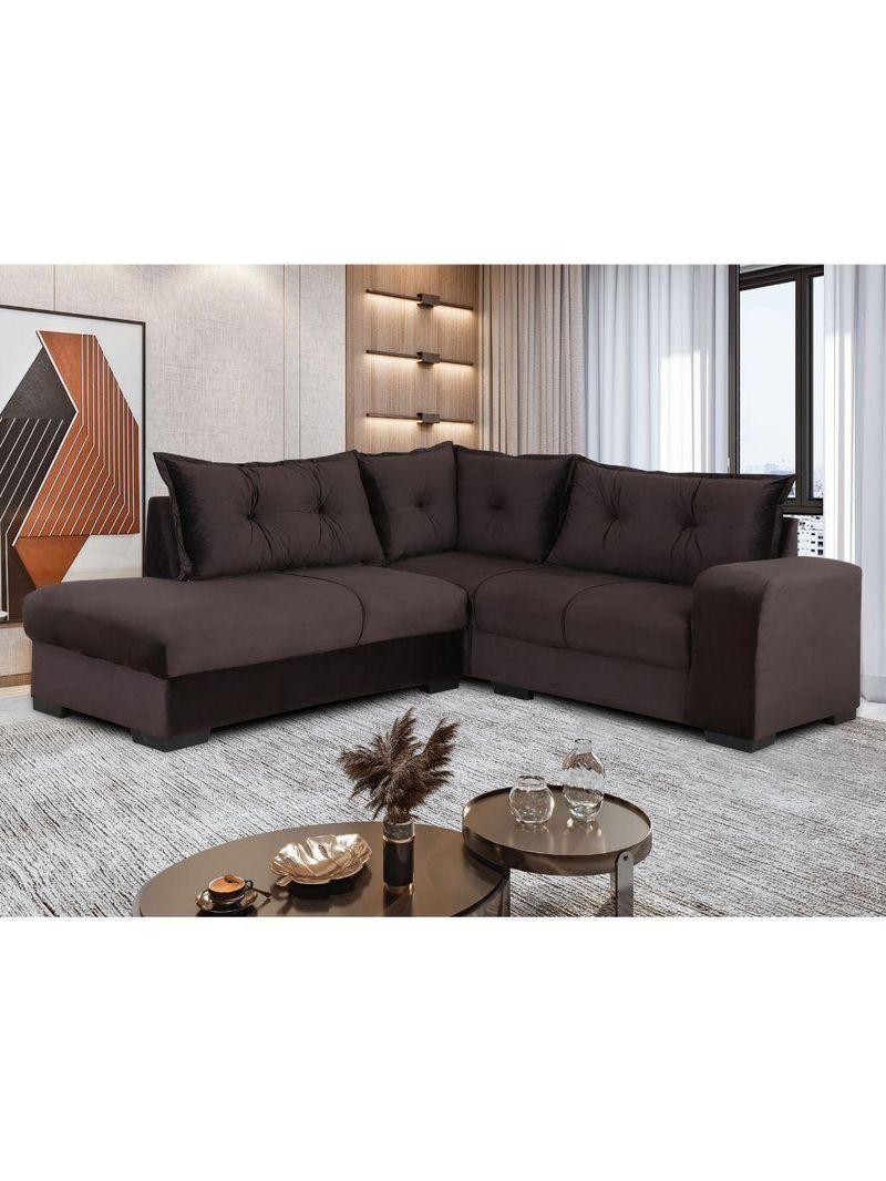 Sofá De Canto 3x2 Lugares Marrom Veneza Design Estofados