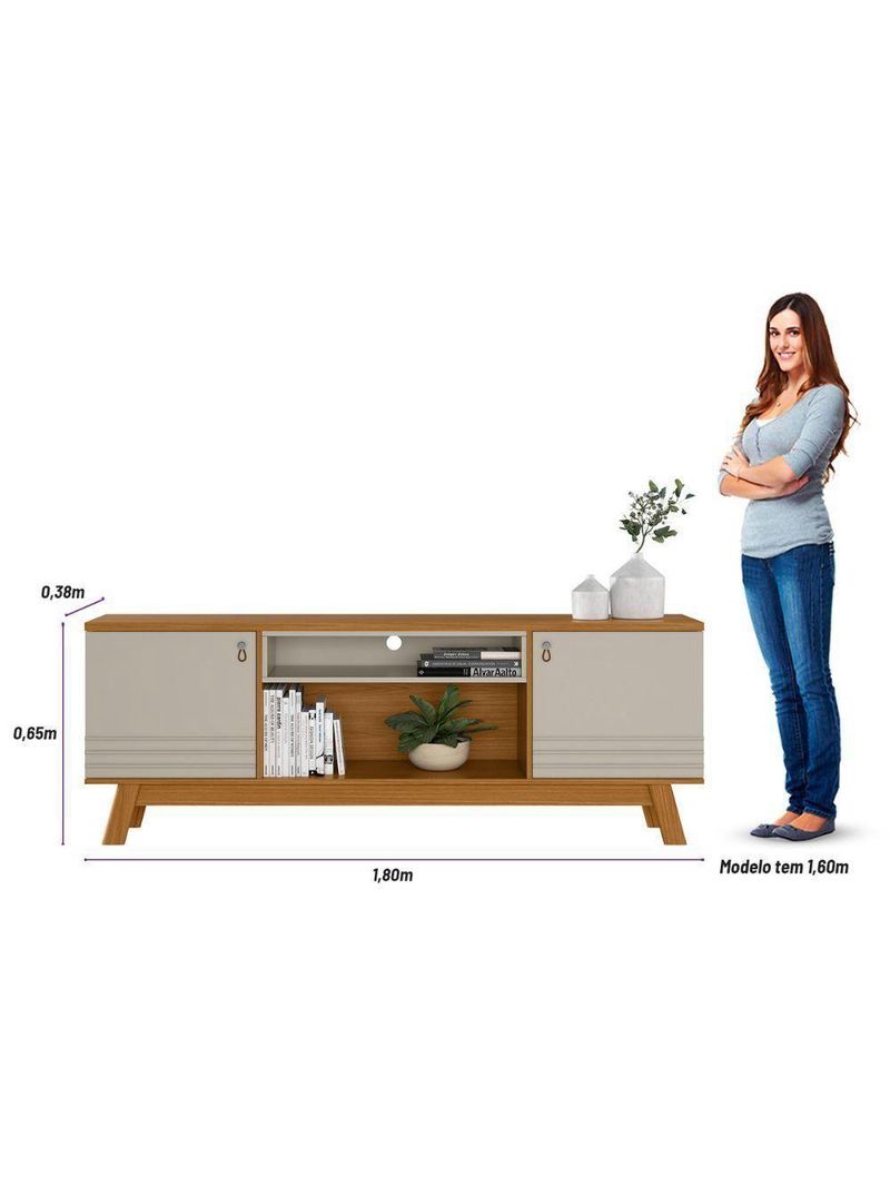 Rack Para Tv At? 75" 2 Portas Nature-off White Colorado Linea Brasil Ni