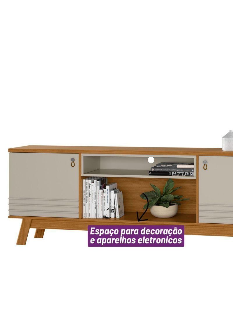 Rack Para Tv At? 75" 2 Portas Nature-off White Colorado Linea Brasil Ni