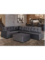 Sofá De Canto 3x2 Lugares Com Puff Monaco Design Estofados