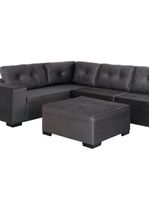 Sofá De Canto 3x2 Lugares Com Puff Monaco Design Estofados