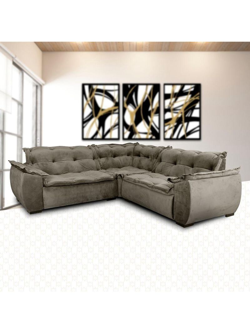Sofá De Canto 3x2 Lugares Capuccino Home Plus Marquês Estofados