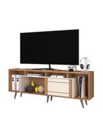 Rack Para Até 75" 1 Porta De Correr Nature-off White Roma Atualle