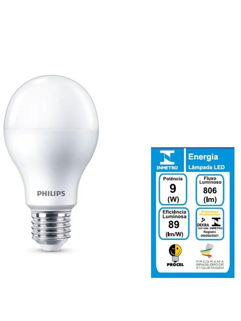Lâmpada Led Bulbo 9 Watts Base E27 Branca Fria - 929002038012 - Philips