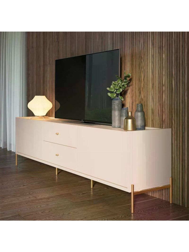 Rack Para Tv Até 75 Polegadas 2 Portas 2 Gavetas Jasper Off White 185cm