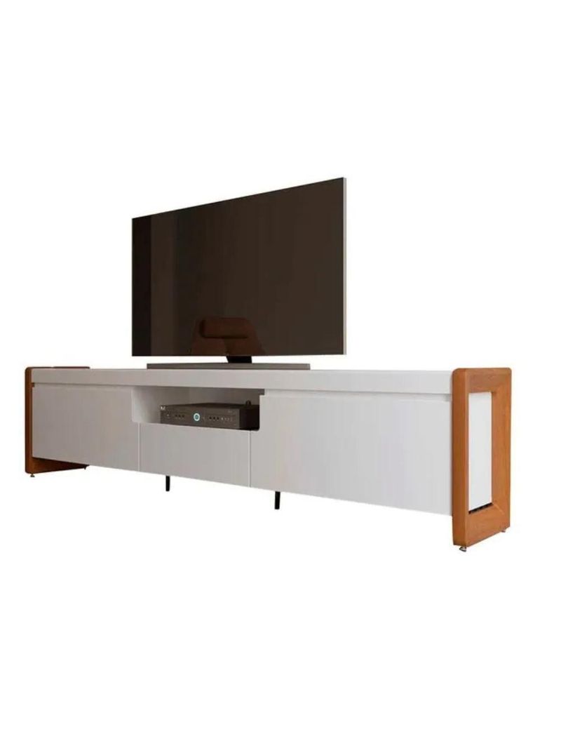 Rack Para Tv Até 75 Polegadas 2 Portas 1 Gaveta Bristol Off White E Freijó 225cm