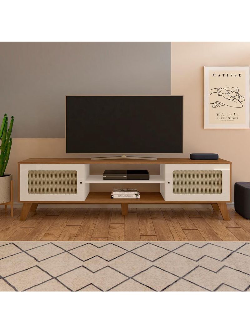 Rack Para Tvs Até 75 Polegadas 2 Portas Charlotte Cinamomo E Off White