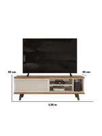 Rack Bistrol 1 Porta Com Painel Para Tv Ate 50 Polegadas Pratic Freijó E Off White 143cm
