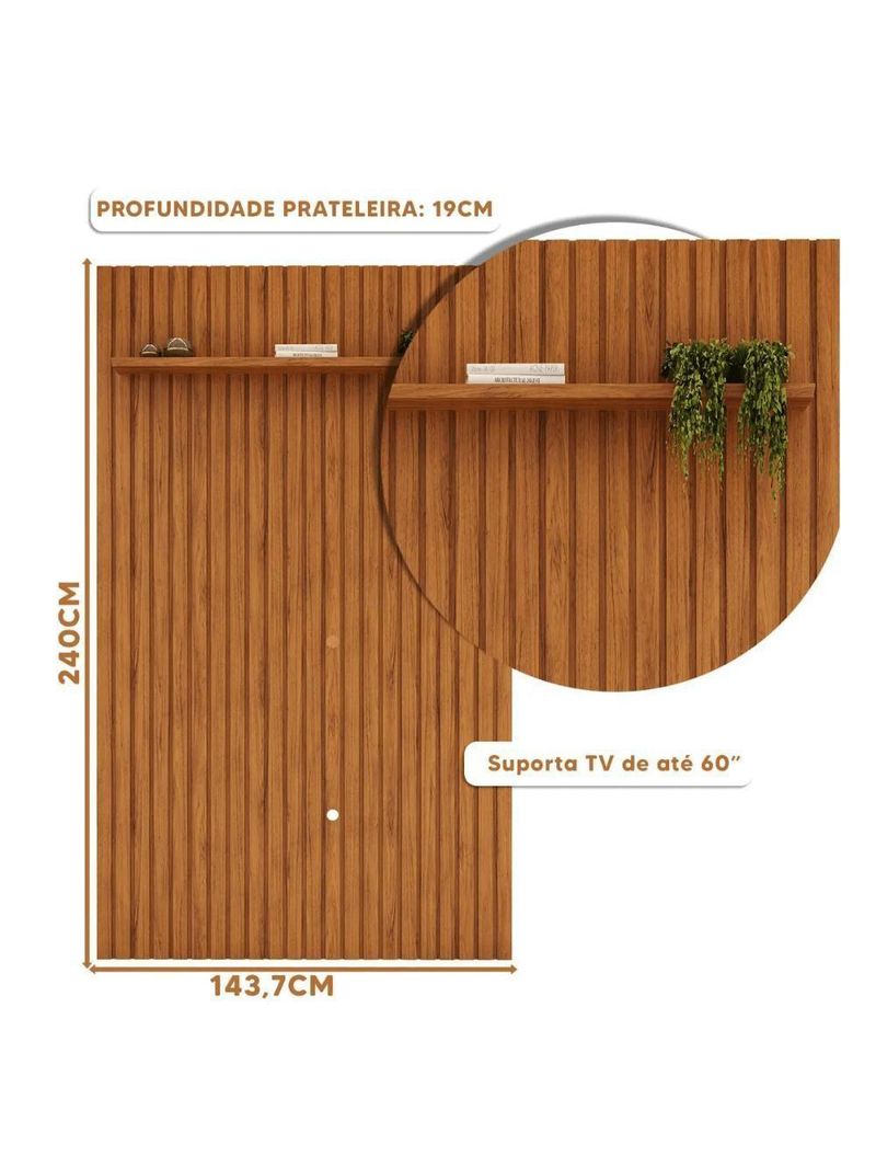 Rack Bistrol 1 Porta Com Painel Para Tv Ate 50 Polegadas Pratic Freijó E Off White 143cm