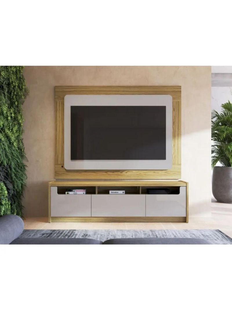 Rack Para Tv Até 75 Polegadas 3 Portas Oslo Off White E Freijó 180cm