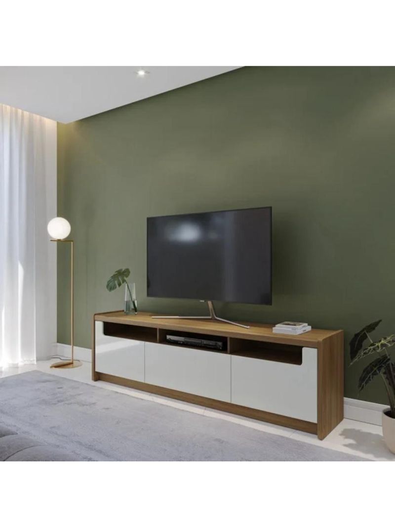 Rack Para Tv Até 75 Polegadas 3 Portas Oslo Off White E Freijó 180cm