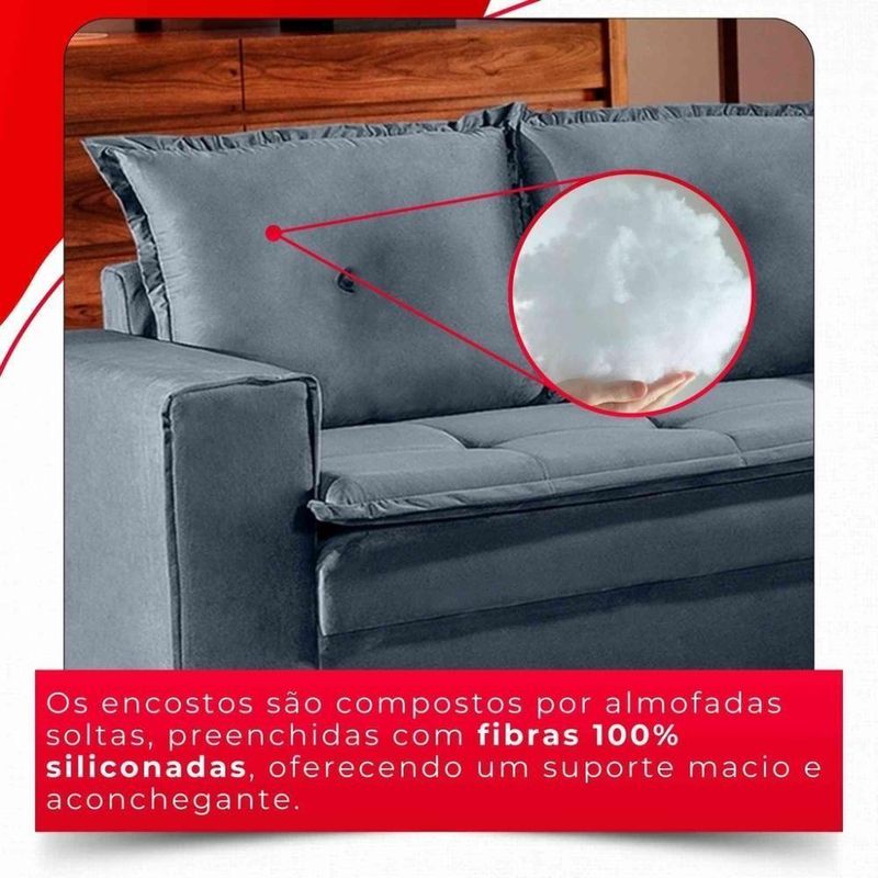 Sofá Fixo De 2 Lugares Unique 1,60m - Tudo De Móveis Cinza