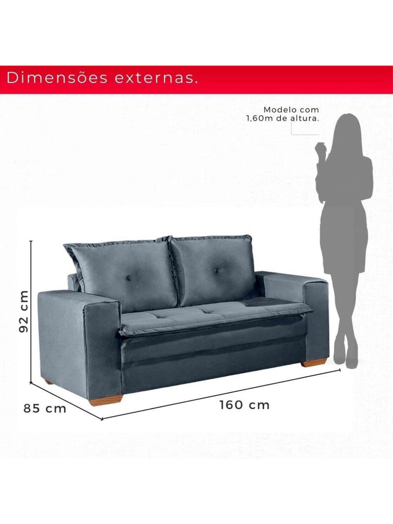 Sofá Fixo De 2 Lugares Unique 1,60m - Tudo De Móveis Marrom