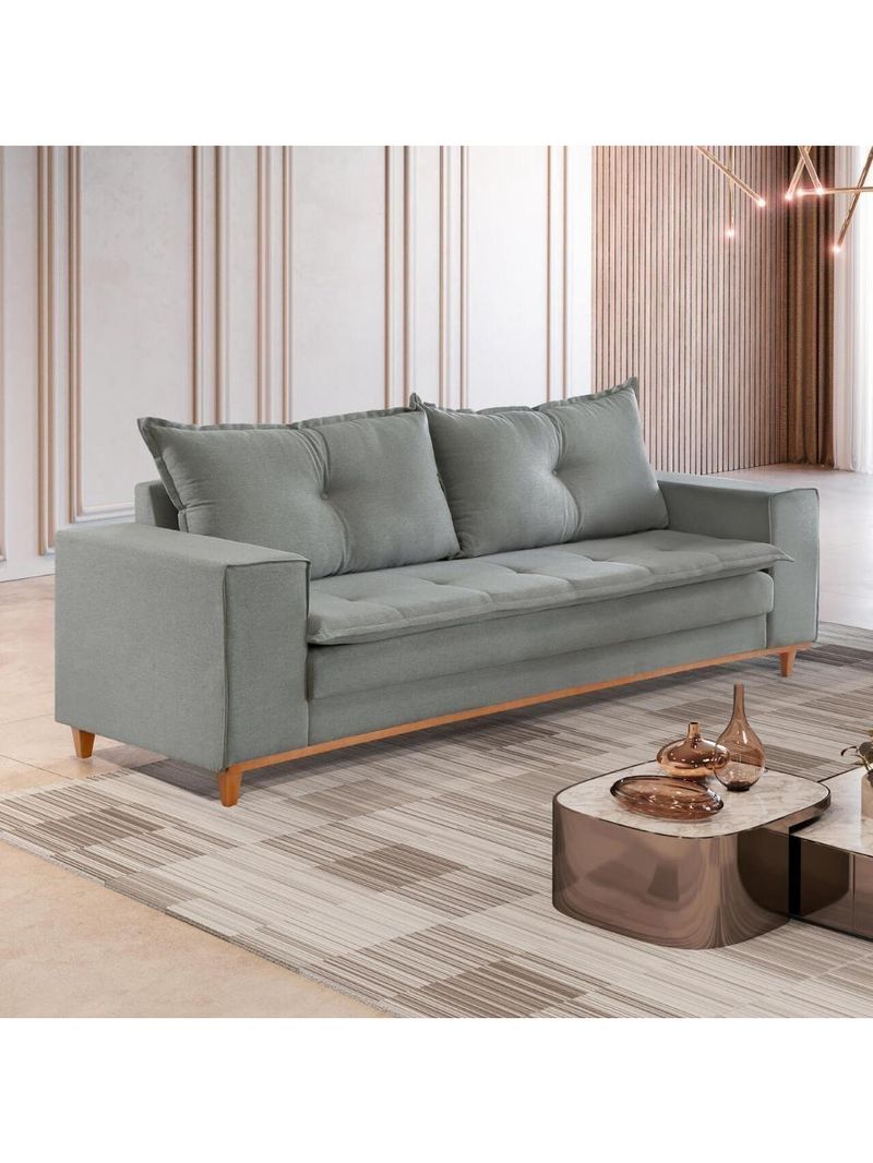 Sofá Living Verona 3 Lugares 2,00m Cinza