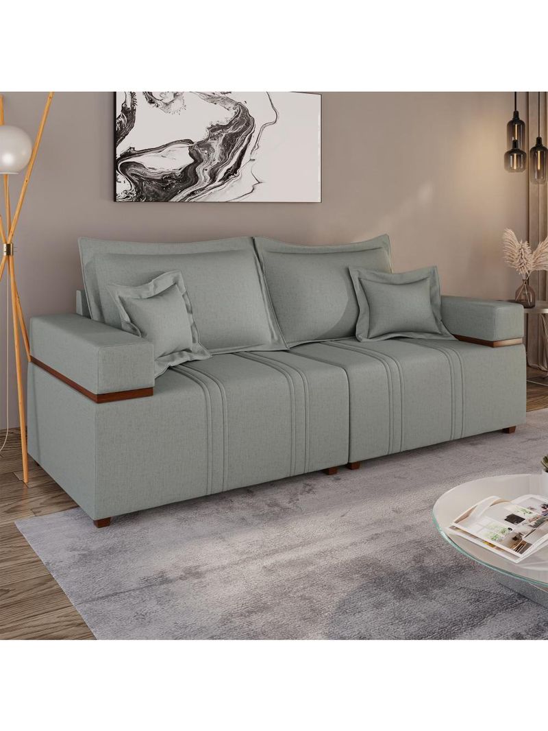 Sofá Living Verona 3 Lugares 2,00m Cinza