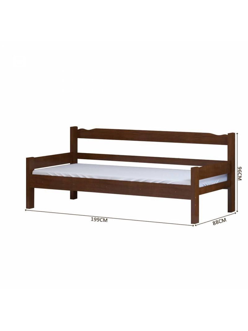 Sofá Cama 3 Lugares Madeira Maciça Com Colchão Solteiro