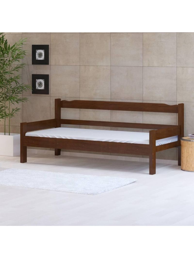 Sofá Cama 3 Lugares Madeira Maciça Com Colchão Solteiro