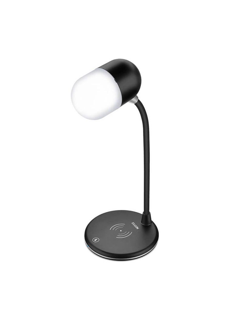 Luminária De Mesa Led Lumi Play Carregamento Por Indução Caixa De Som Bluetooth Preta