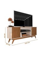 Rack Ripado Para 65 Polegadas 2 Portas Pés Em Madeira Off White Freijo Off White/freijo