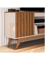 Rack Ripado Para 65 Polegadas 2 Portas Pés Em Madeira Off White Freijo Off White/freijo
