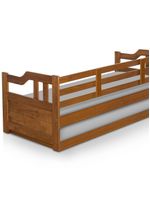 Sofá Cama De Madeira Maciça 2 Lugares Com Cama Auxiliar Castanho