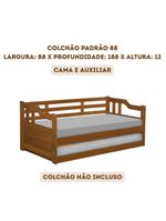 Sofá Cama De Madeira Maciça 2 Lugares Com Cama Auxiliar Castanho