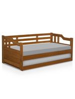 Sofá Cama De Madeira Maciça 2 Lugares Com Cama Auxiliar Castanho