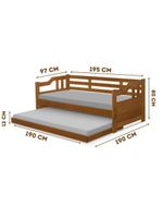 Sofá Cama De Madeira Maciça 2 Lugares Com Cama Auxiliar Castanho