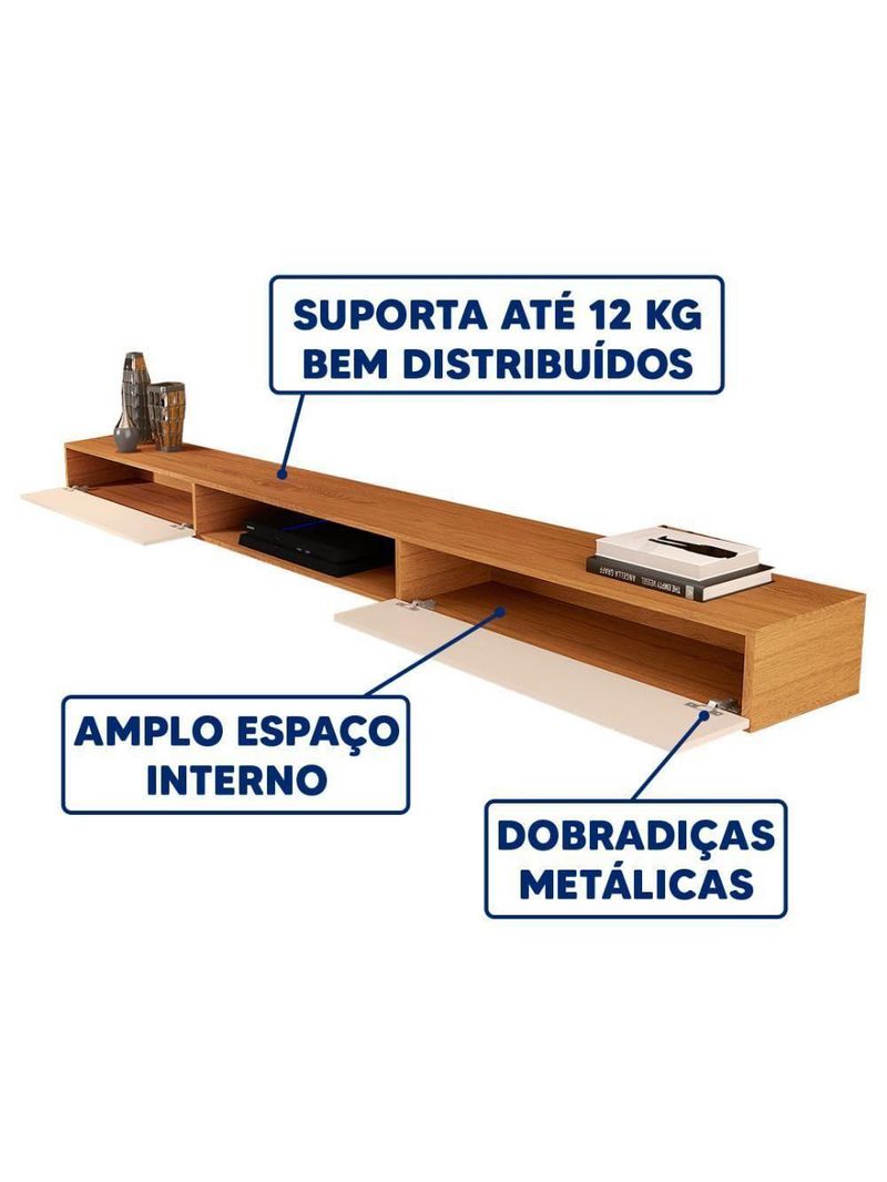 Rack Suspenso Nicho 2 Portas Nature Off White 18 Versátil Nature-off White