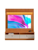 Painel Com Rack Para Tv Até 75 Polegadas Ripado Nature Off White