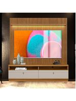 Painel Com Rack Para Tv Até 75 Polegadas Ripado Nature Off White