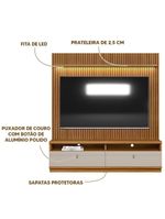 Painel Com Rack Para Tv Até 75 Polegadas Ripado Nature Off White