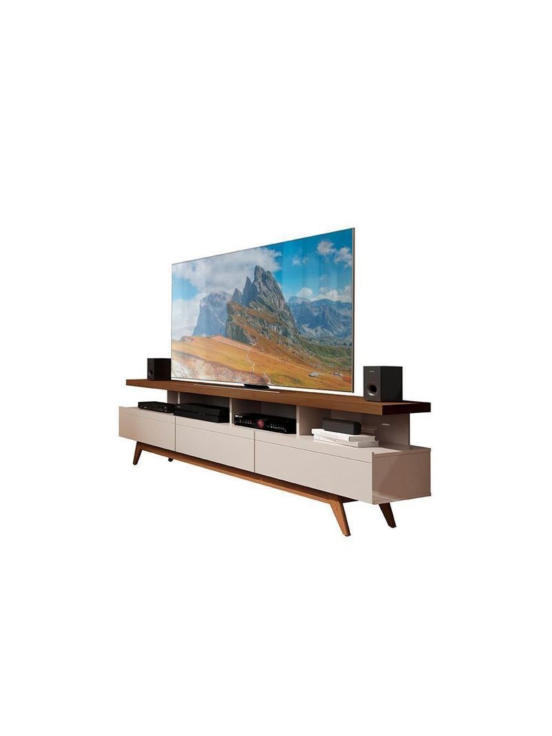 Rack Para Tv Até 70 Pol Com Gavetas E Rodízios 18 Vivare Wood Off White