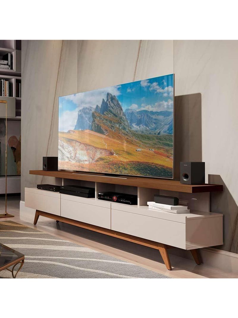Rack Para Tv Até 70 Pol Com Gavetas E Rodízios 18 Vivare Wood Off White