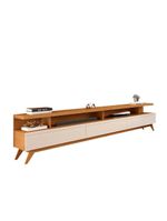 Rack Tv 75 Polegadas Pés Madeira Nature Off White Repleta