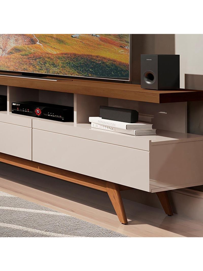 Rack Para Tv Até 70 Pol Com Gavetas E Rodízios 18 Vivare Wood Off White