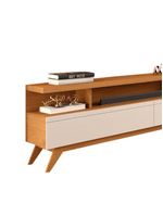 Rack Tv 75 Polegadas Pés Madeira Nature Off White Repleta