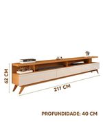 Rack Tv 75 Polegadas Pés Madeira Nature Off White Repleta
