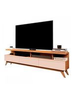 Rack Moderno Até 70 Pol 3 Gavetas E Pés Em Madeira Nature Off White Nature/off White
