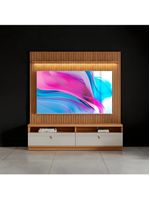 Painel Rack Com Led Ripado Para Tv Até 75 Polegadas 2 Nichos - Nature/off White