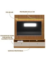 Painel Rack Com Led Ripado Para Tv Até 75 Polegadas 2 Nichos - Nature/off White