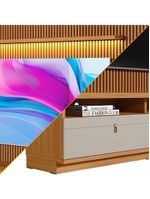 Painel Rack Com Led Ripado Para Tv Até 75 Polegadas 2 Nichos - Nature/off White