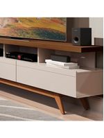 Rack Aparador 3 Gavetas Para Tv At&eacute; 70&Prime; Com P&eacute;s De Madeira - Wood Off White/freijo