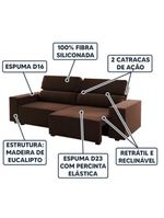 Sofá 3 Lugares Retrátil Encosto Reclinável Veludo 5 Posições Marrom Bombom