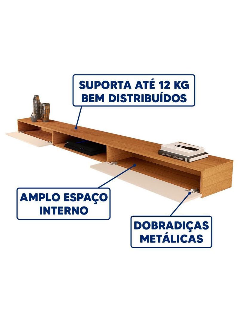 Nicho Rack Suspenso 2 Portas Nature Off White 22 Versátil Repleta