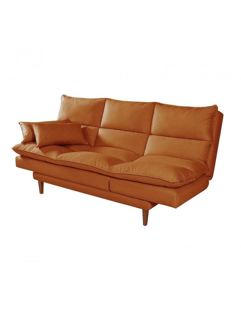 Sofá Cama Vancouver 3 Lugares Império Reclinável Casal Pés Madeira Suede Marrom 379