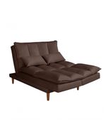 Sofá Cama Vancouver 3 Lugares Império Reclinável Casal Pés Madeira Suede Marrom 379