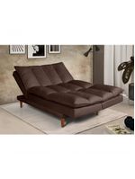 Sofá Cama Vancouver 3 Lugares Império Reclinável Casal Pés Madeira Suede Marrom 379