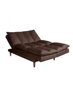 Sofá Cama Vancouver 3 Lugares Império Reclinável Casal Pés Madeira Suede Marrom 379