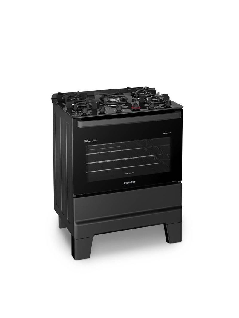 Fogão Esmaltec Ideal Master Glass 5 Bocas T5VFP 5127 Acendimento Automático Preto Bivolt